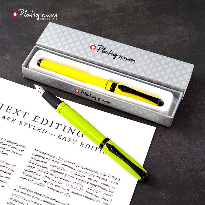 UK Platignum Platinum vintage pen hard pen Black and blue double ink sac F M double tip ink dispenser color pen