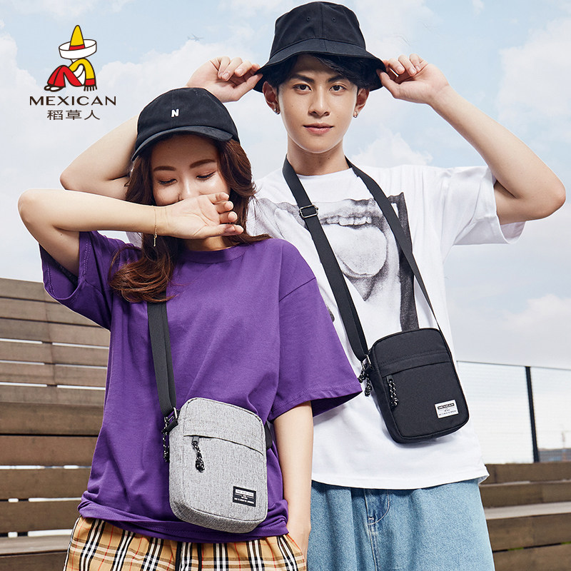 Scarecrow messenger bag men's trendy new small bag canvas casual Japanese sports mobile phone backpack mini shoulder bag women