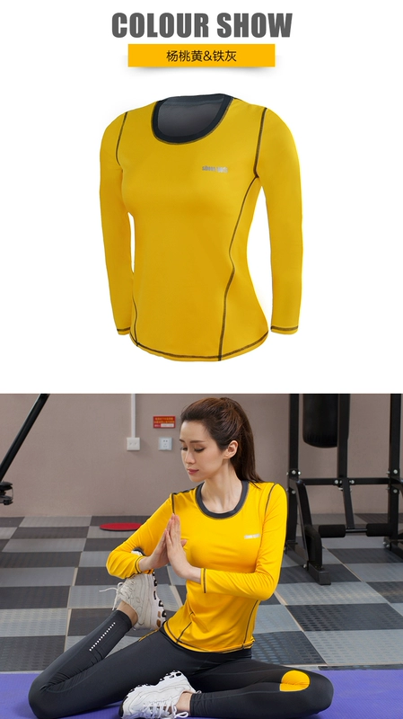 Muỗng tập thể dục thể thao chạy quần áo yoga chuyên nghiệp áo sơ mi nữ mùa thu và mùa đông nhanh khô