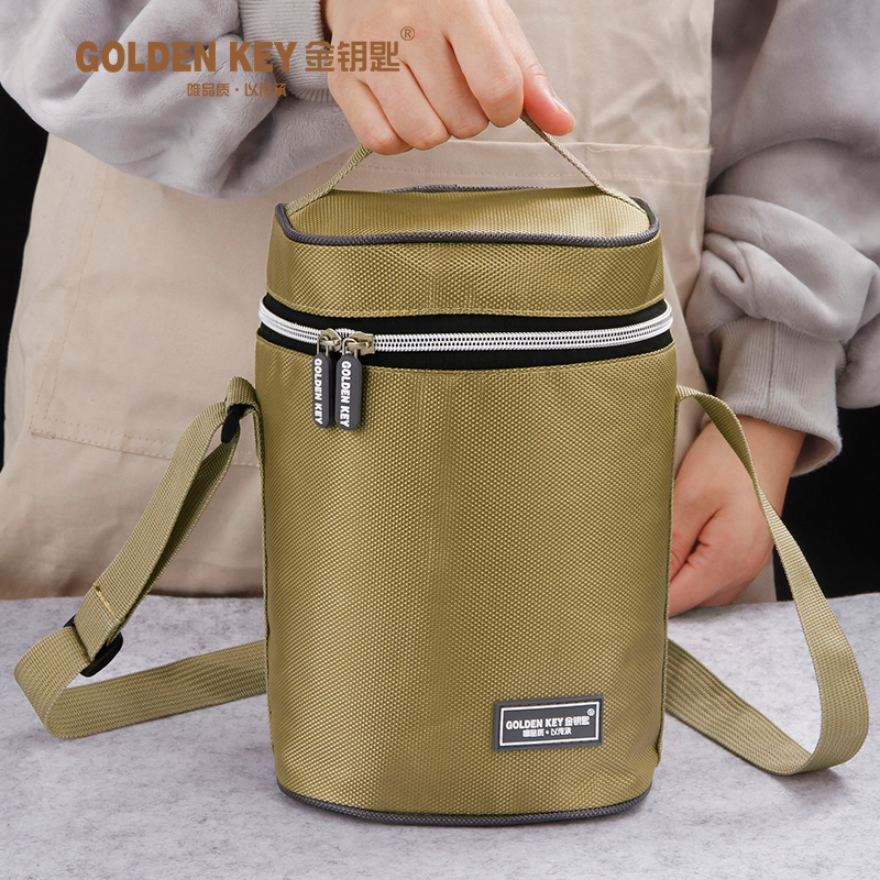 Gold key lunch box bag insulation bag waterproof bento bag aluminum foil round thickened lunch box bag with rice tote bag bag