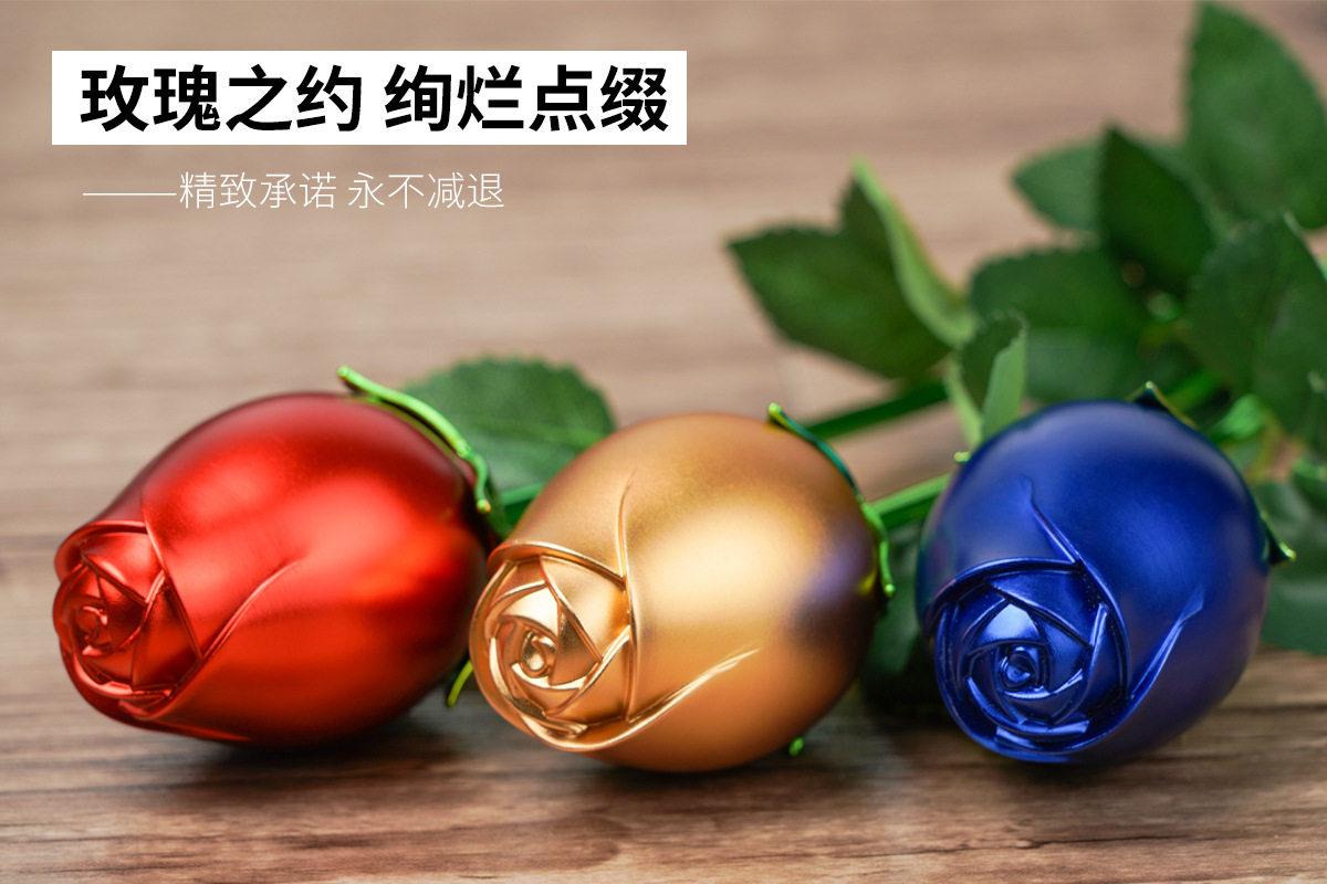 Ювелирная упаковка 金属仿真玫瑰戒指首饰盒子包装盒空盒高档精致高颜值手饰品礼物盒