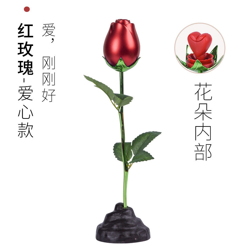 Ювелирная упаковка 金属仿真玫瑰戒指首饰盒子包装盒空盒高档精致高颜值手饰品礼物盒