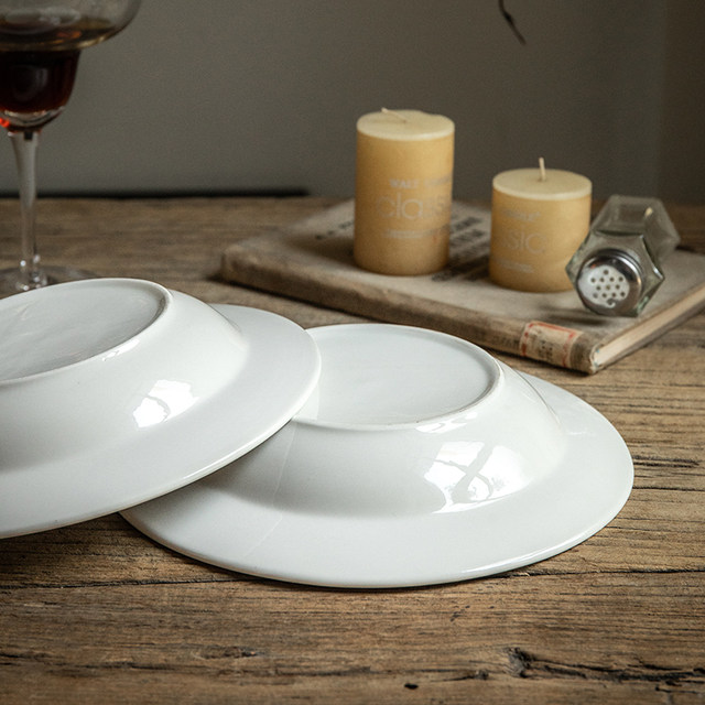 Alley end 6.9 for two! Simple straw hat plate 8.5-inch threaded ceramic soup plate plate Western pasta