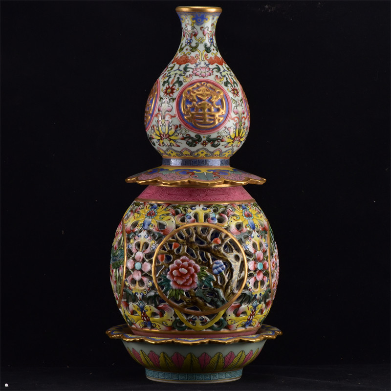 □観心・時代旧蔵□C028清乾隆年製 粉彩大吉大利 □観心・時代旧蔵□C028清乾隆年製 粉彩大吉大利