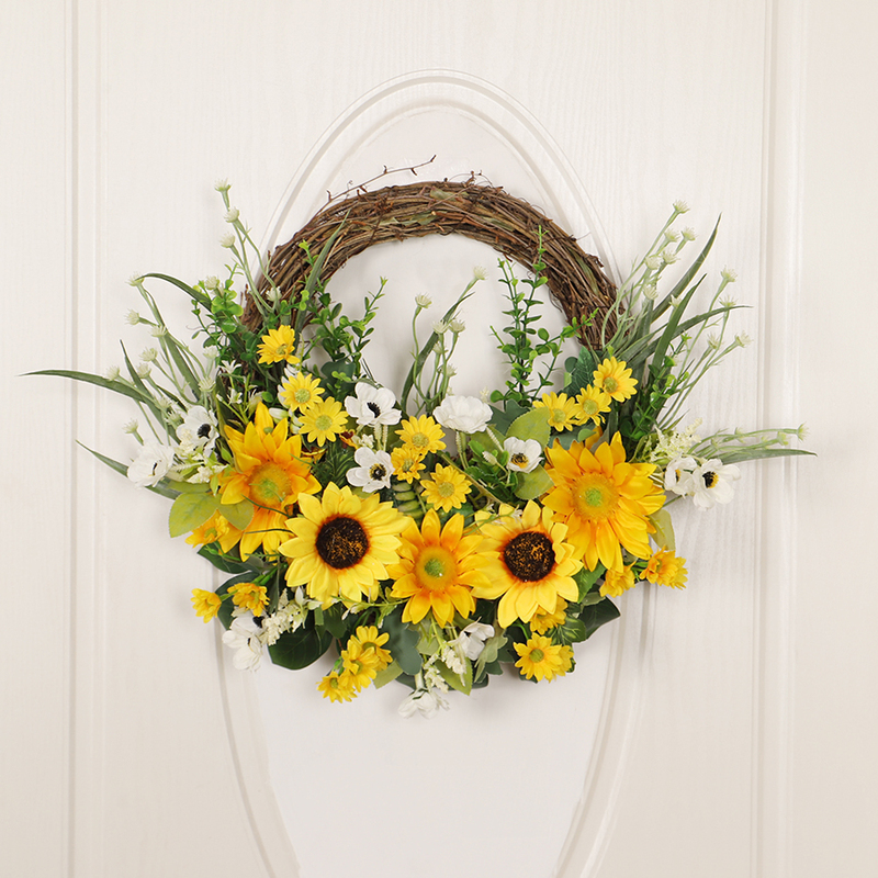 Artificial Flower Pendant, Two-Tone Sunflower Basket Wreath, Indoor Decoration, Door Hanging, Wall Hanging, Garden Photo Props Artificial Flower Pendant, Two-Tone Sunflower Basket Wreath, Indoor Decoration, Door Hanging, Wall Hanging, Garden Photo Props