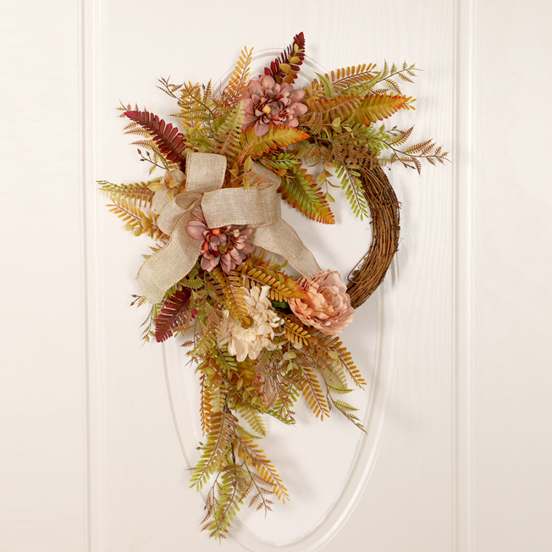 Artificial Flower Pendant, Dahlia, Fern, Grass, Vine Wreath, Indoor Home Decoration, Door Hanging, Window Display, Hotel Decoration