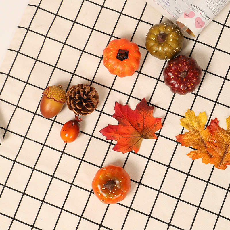 Simulation Material DIY Creative Autumn Fruits Bag Autumn Color Simulation Flowers Thanksgiving Decorations Maple Leaf Pumpkin Accessories Suit-Taobao