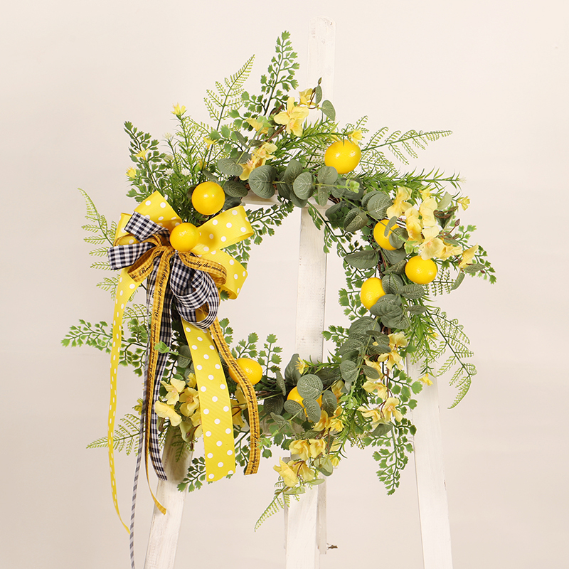 Artificial Flower Pendant Lemon Ribbon Garland Home Interior Decoration Door Hanging Hotel Shopping Mall Decoration Wall Hanging