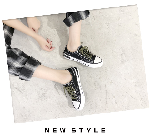 Street chụp hoang dã giày hip hop giày vải nữ cao giúp sinh viên Phiên bản tiếng Hàn của giày ulzzang giày đen giầy fila nữ