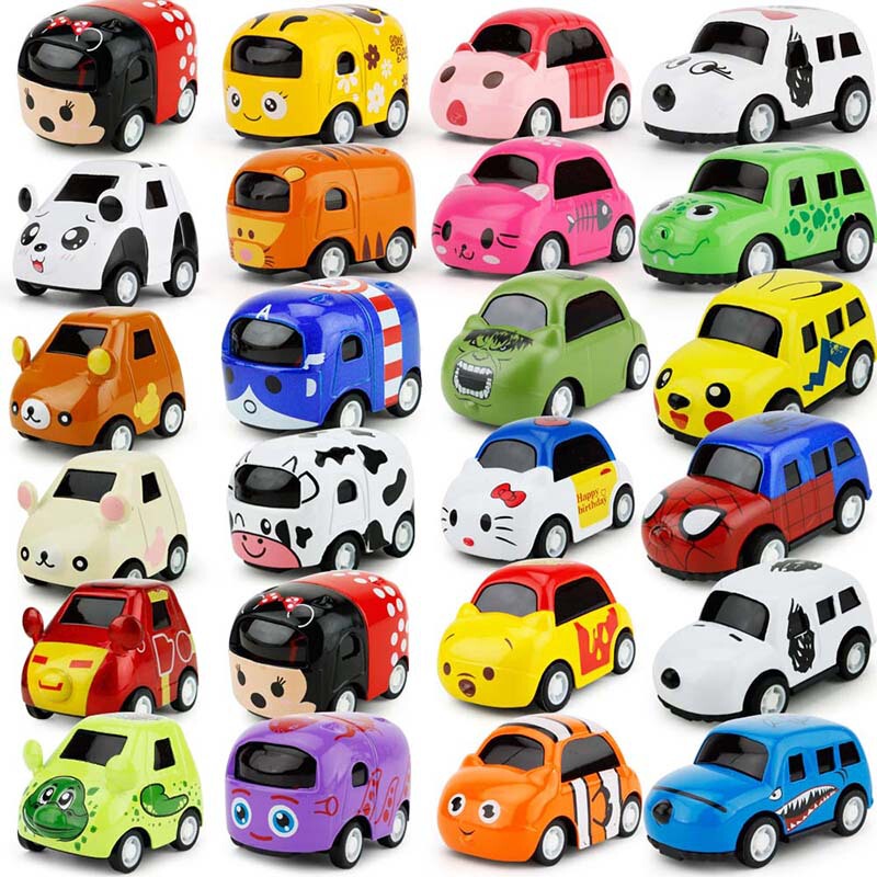 New Fun Cartoon Pull-Back Alloy Car Model Pocket Toy Car, Children's Mini Handheld Q Version