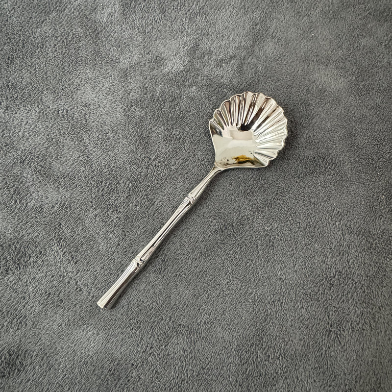 Vogue Ella Dessert Coffee Spoon, Light Luxury Shell Bamboo Joint, 18/10 Stainless Steel Mirror Finish