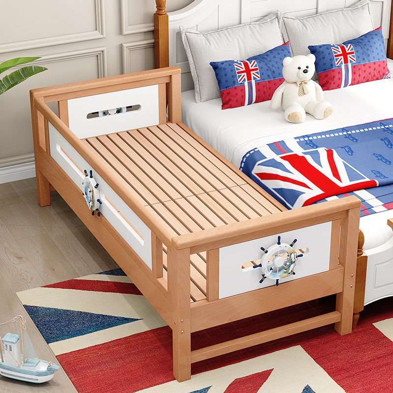 Children's bed splicing bed with fence Beech single bed Baby bed widened splicing artifact Baby splicing big bed