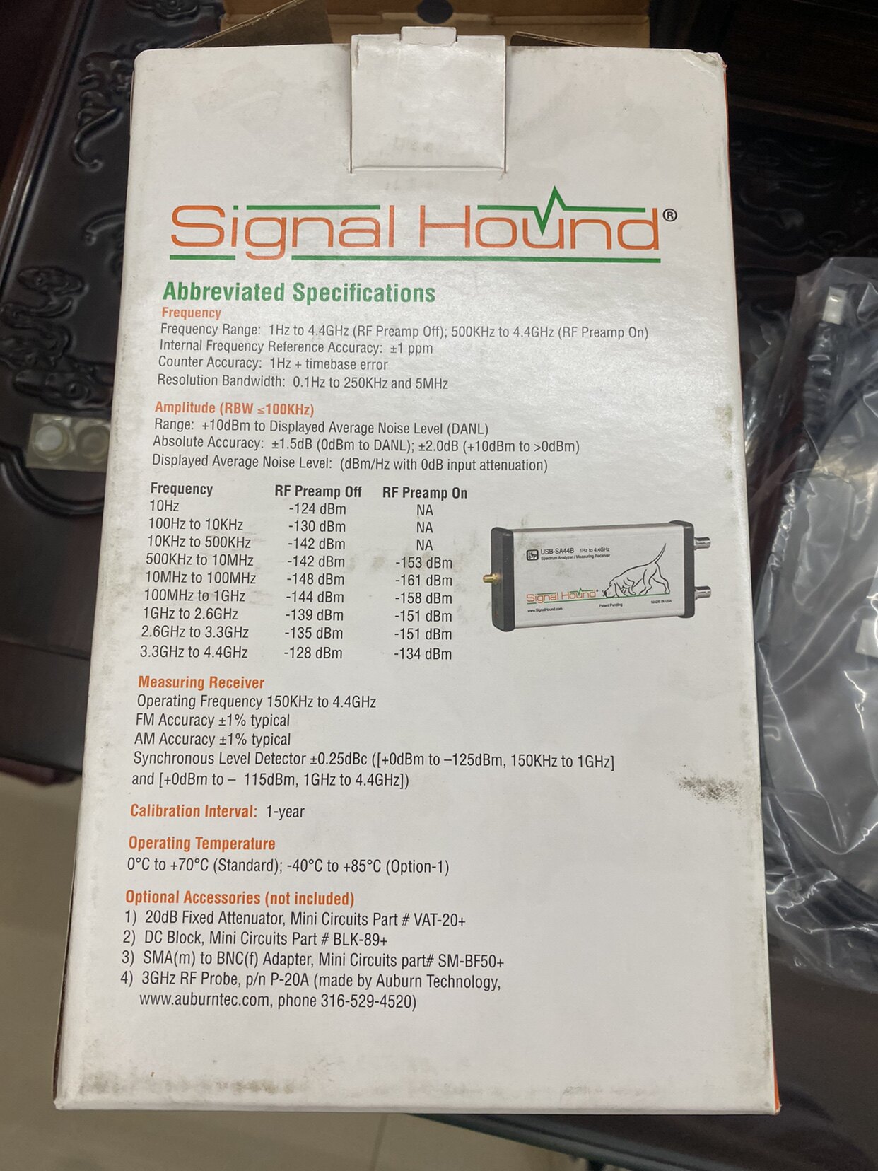 Анализаторы спектра 便携式usb-sa44b频谱分析仪1hz-4.4ghz usb接口虚拟频谱分析仪 Signal hound