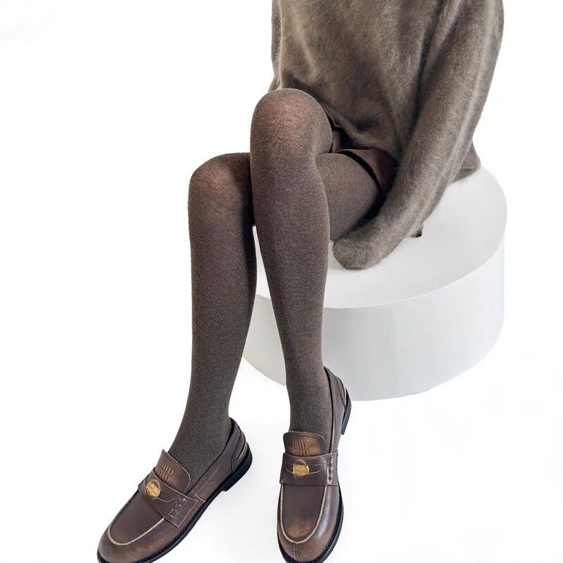 Chestnut Brown~The Slight Translucency Is so Beautiful! Autumn and Winter Miu-Style Retro Slimming High-End Tights