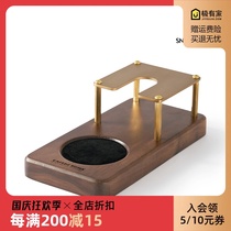 Snow Ang Brass Coffee Presser Wooden Filling Holder Coffee Machine Presser Handle Support Frame Black Walnut