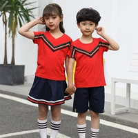 Quần áo mẫu giáo quần áo mùa hè tốt nghiệp quần áo lớn màu đỏ trường tiểu học mùa hè tay áo ngắn quần áo trẻ em phù hợp - Đồng phục trường học / tùy chỉnh thực hiện quần áo trẻ em cao cấp