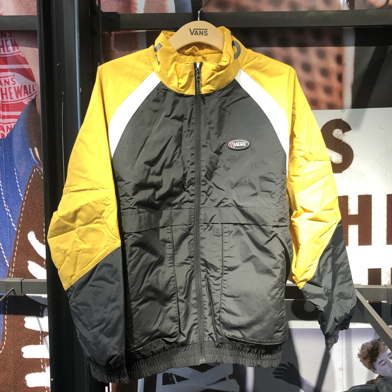 Vans Retro Black and Yellow Thin Cotton Jacket for Women, Campus Style Warm and Windproof Jacket Vn0A4Uthblk