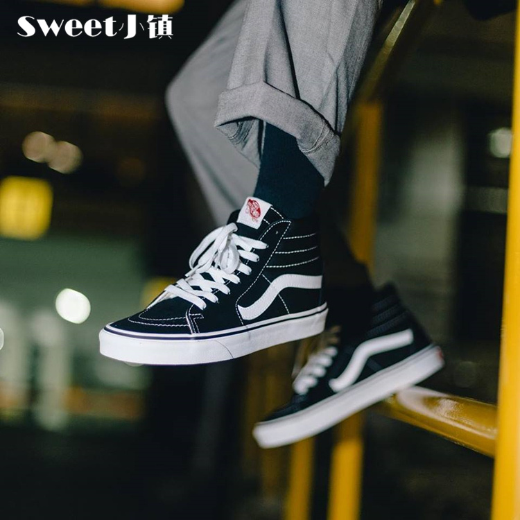 Vans Sk8-Hi High-Top Black and White Classic Men's and Women's Shoes Casual Couple Canvas Sneakers Vn000D5Ib8C