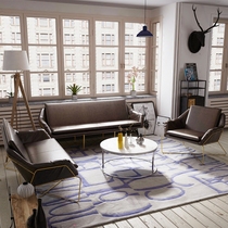  Nordic LOFT industrial style studio sofa and chair small apartment three-person leather living room wrought iron sofa coffee table combination