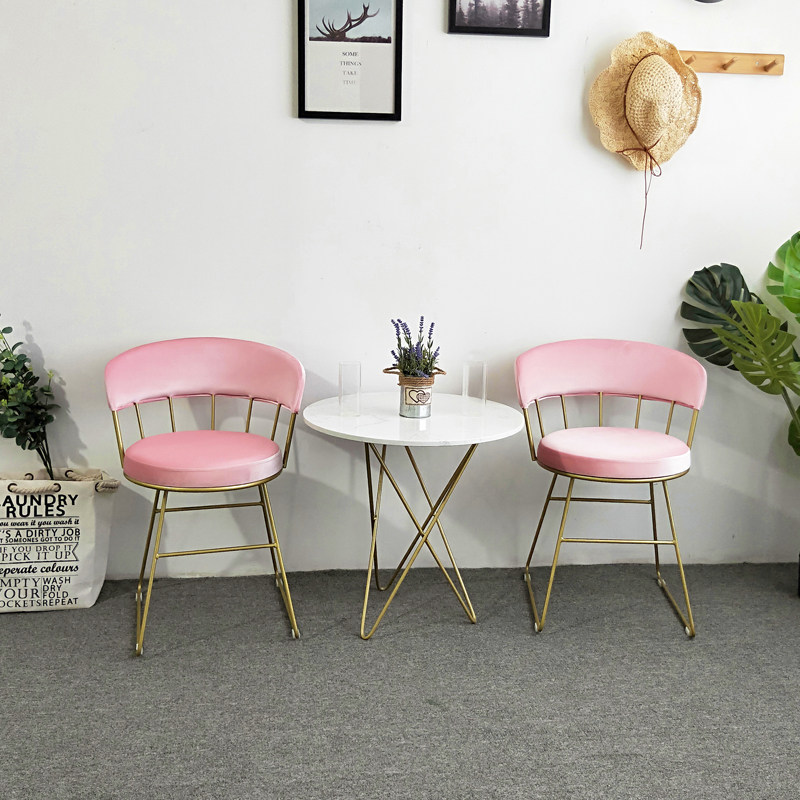 Nordic ins wind chair backrest pink small stool net red home modern simple bedroom dressing table dressing chair