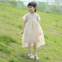 Little Tiger Patty Girls Dress Summer Bubble Sleeve Childrens Western-style Cake Skirt Skirt