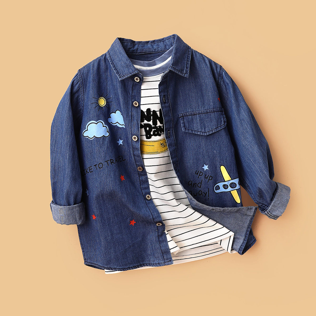 Small Tiger Patty Boy Denim Shirt 2022 Spring New Products Children Denim Shirt CUHK Child Pure Cotton Blouse Tide