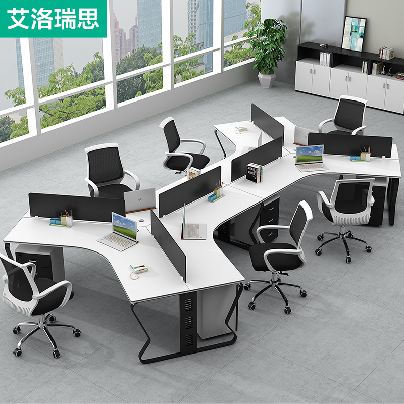 Staff desk chair combination 3 5 6 people with office furniture minimalist and modern work desk staff table
