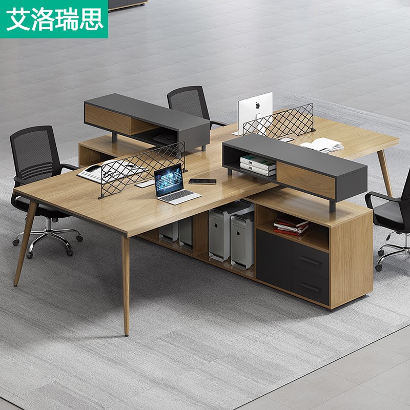 Desk Office Table Simply modern staff table 4 6 four - person position staff desk and chair combination