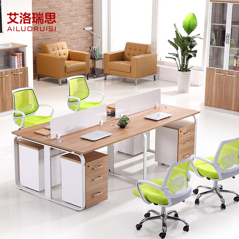 Shenzhen simple office furniture modern staff desk combination 4-person screen card staff computer desk and chair