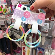 (Spot) Japan DAISO big no pull hair gradient rainbow color super elastic rubber band Hairband head rope