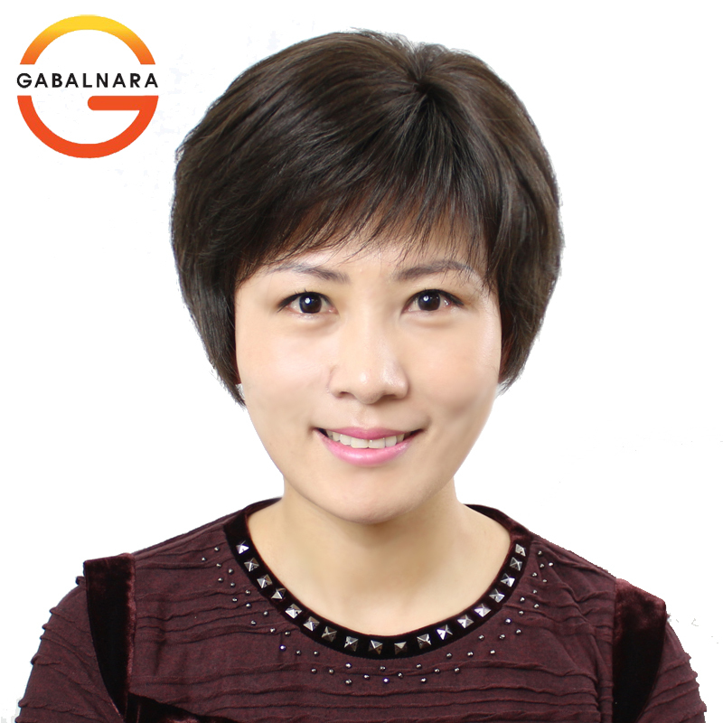 Hand-Woven Women's Wig Made of Real Hair for Mothers, Straight Hair, Real Hair, Short Hair, Gray Hair, Middle-Aged and Elderly Women's Wig