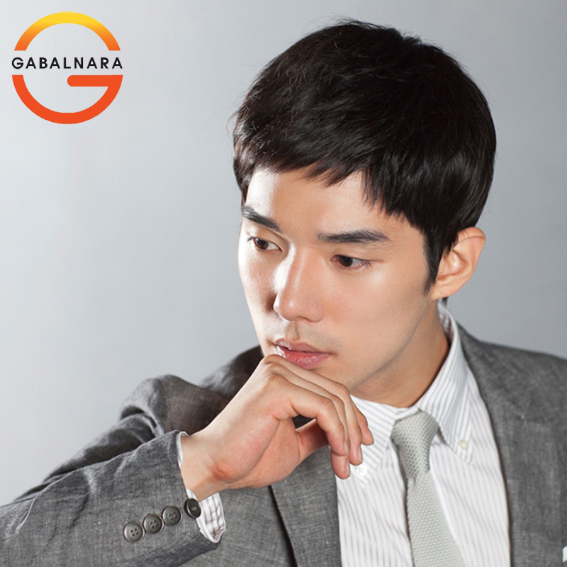 Business men's wig breathable short straight hair natural real hair middle-aged and elderly wig set handsome and thin headgear