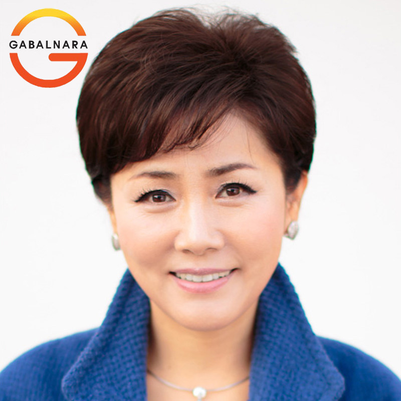 Real Hair Wig Short hair Middle-aged wig Mom wig Lady wig Set Curly hair Hand-woven scalp