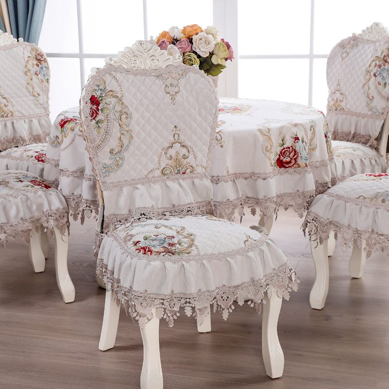 Luxury bàn hình chữ nhật châu Âu vải bàn cà phê khăn trải bàn vải khăn trải bàn ghế tròn ăn ghế bao gồm bộ đệm khan trai ban