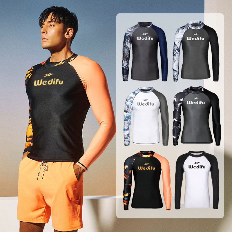 Wetsuit Men Two Piece Long Sleeve Sunscreen Snorkel Surf Tight Fast Dry Jellyfish Coat Large Swimsuit Men's Set