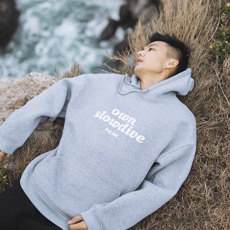 Lu Xiaohu winter new trendy brand hooded sweatshirt men's loose plus velvet thickened men's gray pullover hoodie jacket