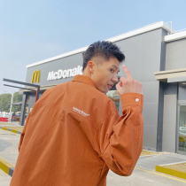 Lv Xiaohu 2021 autumn Japanese retro tooling shirt men long sleeve irregular pocket embroidery shirt coat tide