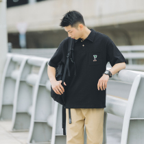 Lü Petty Tiger Pocket Embroidery Short Sleeve Polo Shirt Male Tide 2022 Summer New Casual Loose Flap Half Sleeve T-shirt