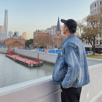 Lu Xiaohu autumn Japanese broken hole denim jacket mens port wind loose casual Joker boys jacket ins tide