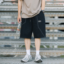 Summer New Casual Tooling Shorts Male Tide Card Street Hip Hip-hop Line Decoration Loose Straight Barrel Sports 50% Pants