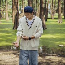 Lv Xiaohu autumn new college style embroidered sweater cardigan mens and womens trend knitted jacket Baita couple shirt