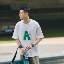 Lü Xiaohu Summer High Street Blurred Large A-letter Short Sleeve T-shirt Male and Men Trend Couple Casual Body Shirt