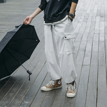 Autumn new Japanese retro corduroy trousers mens Tide brand ins draw rope toe pair boys loose pants