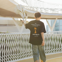 Lü Xiaohu original coconut Alphabet Printed Short Sleeve Tee Tee Male Tide Summer New Holiday Casual Loose half sleeve T-shirt