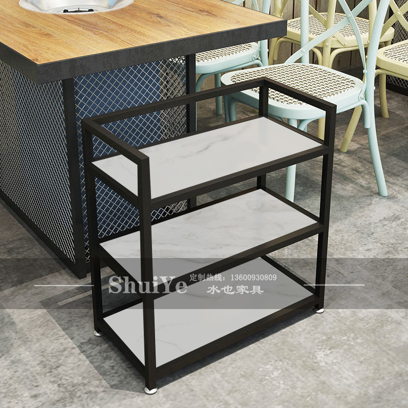 Light luxury simple hot pot restaurant put vegetable rack commercial marble multi-storey restaurant skewer grilled meat cart shelf