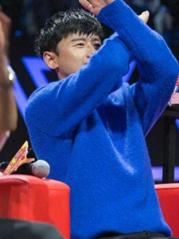 Celebrity-Style Sweater Zhang Jie Autumn and Winter Round Neck Klein Blue Knitted Cashmere Sweater Thickened Warm Wool Sweater