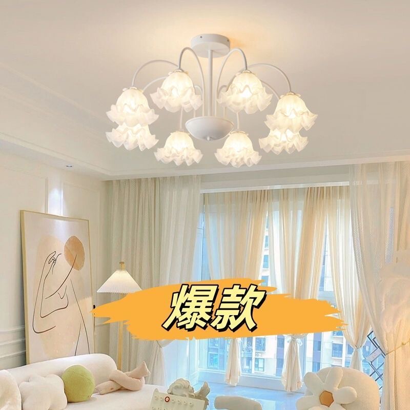 American-Style French Living Room Chandelier, Creative Internet-Famous Lily-Of-The-Valley Flower Retro Country Pastoral Lighting Fixture, Vintage Dining Room Bedroom American-Style French Living Room Chandelier, Creative Internet-Famous Lily-Of-The-Valley Flower Retro Country Pastoral Lighting Fixture, Vintage Dining Room Bedroom
