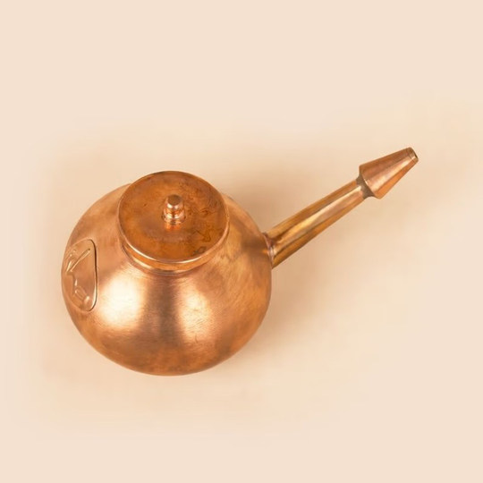 India Isha Imported Genuine Pure Copper Yoga Neti Pot Net Nasal Cavity Cleaning Equipment 200ml Ayurveda