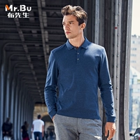 Ông vải mùa xuân và mùa thu sợi cotton trơn áo thun nam kinh doanh bình thường ve áo dài tay áo polo nam BT1131 áo polo đen