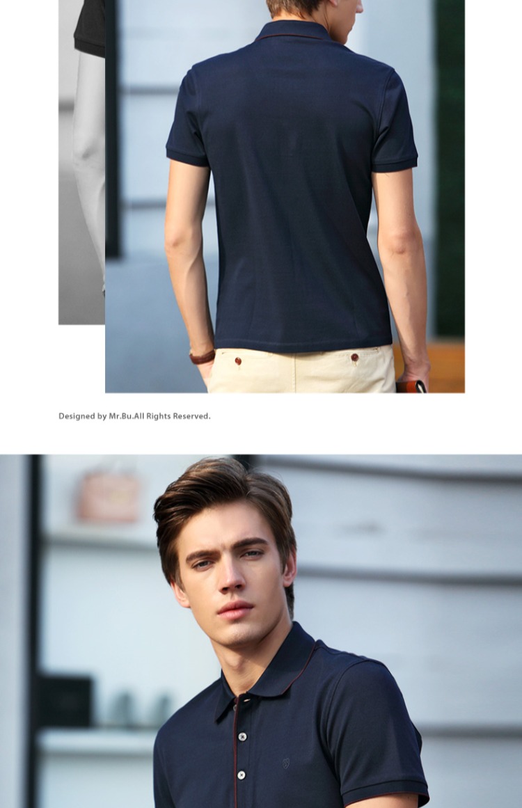 Mr. Cloth Summer New Light Business Classic Solid Color Cotton Ve áo tay ngắn POLO Áo thun ngắn tay nam áo thun nam polo